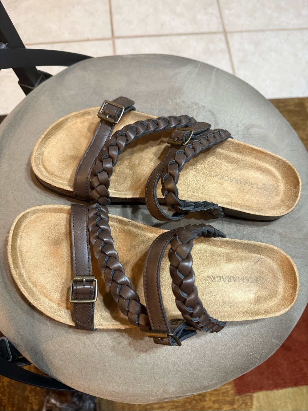 Braided Double-Strap Brown Women’s Sandals